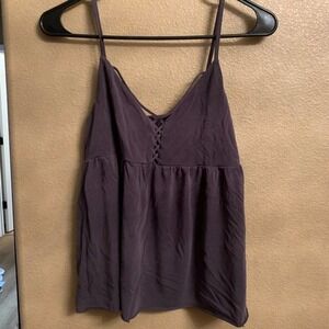 AMERICAN EAGLE suede gray tank top w design (M)
